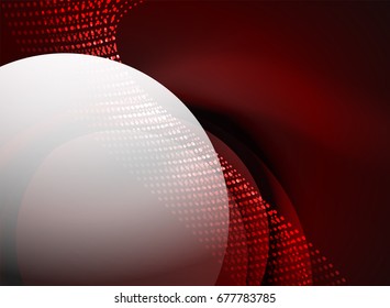Glowing wave created with particles on dark color background. Vector digital techno illustration