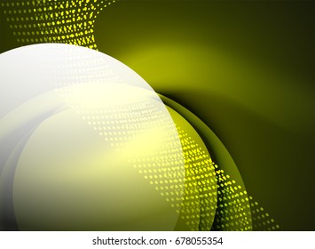 Glowing wave created with particles on dark color background. Vector digital techno illustration