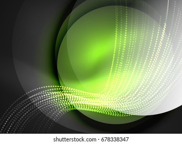 Onda brillante creada con partículas sobre fondo de color oscuro. Ilustración digital de tecnología vectorial