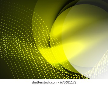 Onda brillante creada con partículas sobre fondo de color oscuro. Ilustración digital de tecnología vectorial