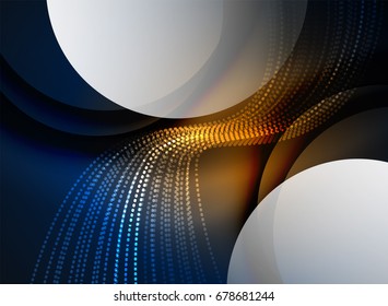 Onda brillante creada con partículas sobre fondo de color oscuro. Ilustración digital de tecnología vectorial