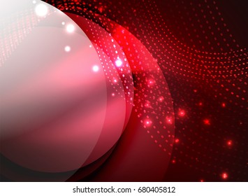 Glowing wave created with particles on dark color background. Vector digital techno illustration