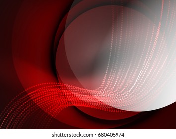 Glowing wave created with particles on dark color background. Vector digital techno illustration