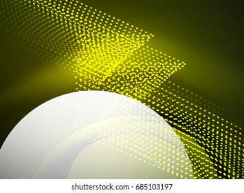 Onda brillante creada con partículas sobre fondo de color oscuro. Ilustración digital de tecnología vectorial