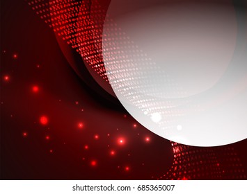Glühende Welle mit Partikeln auf dunklem Hintergrund. Digitale Vektorgrafik