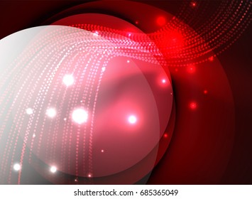 Onda brillante creada con partículas sobre fondo de color oscuro. Ilustración digital de tecnología vectorial