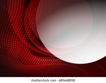 Glowing wave created with particles on dark color background. Vector digital techno illustration