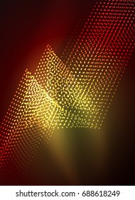 Onda brillante creada con partículas sobre fondo de color oscuro. Ilustración digital de tecnología vectorial