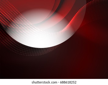Onda brillante creada con partículas sobre fondo de color oscuro. Ilustración digital de tecnología vectorial