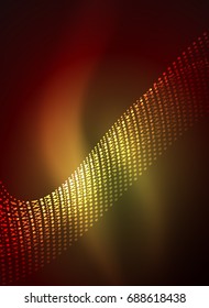 Glühende Welle mit Partikeln auf dunklem Hintergrund. Digitale Vektorgrafik