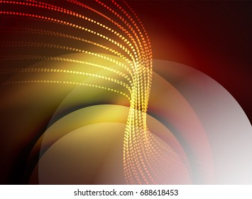 Onda brillante creada con partículas sobre fondo de color oscuro. Ilustración digital de tecnología vectorial