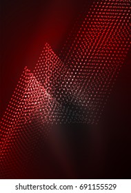Glowing wave created with particles on dark color background. Vector digital techno illustration