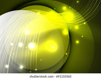 Glühende Welle mit Partikeln auf dunklem Hintergrund. Digitale Vektorgrafik