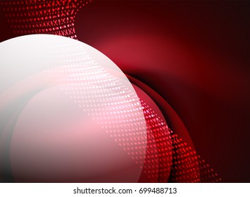 Onda brillante creada con partículas sobre fondo de color oscuro. Ilustración digital de tecnología vectorial