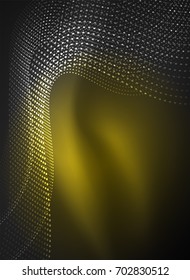 Onda brillante creada con partículas sobre fondo de color oscuro. Ilustración digital de tecnología vectorial
