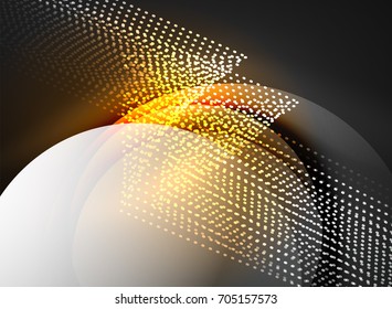 Onda brillante creada con partículas sobre fondo de color oscuro. Ilustración digital de tecnología vectorial