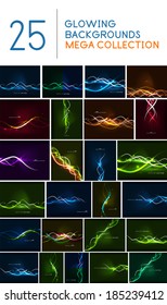 Glowing wave lines background mega collection | 25 abstract backgrounds