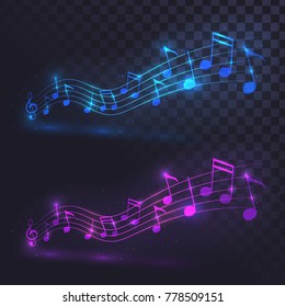 Glowing wave of notes