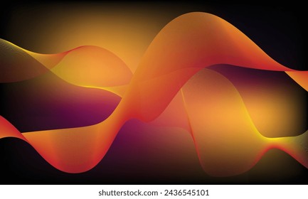 Glowing wave, transparent lines and shiny abstract background