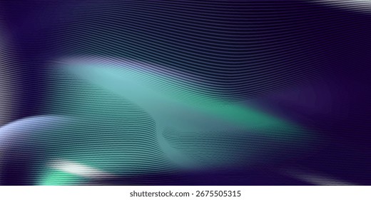 Glowing waves of green and blue dance across a dark starry sky in this dreamy abstract scene