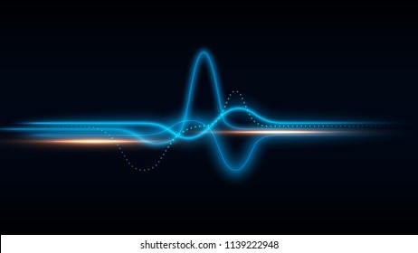 Glowing wavy lines. Abstract neon background