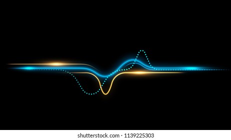 Glowing wavy lines. Abstract neon background