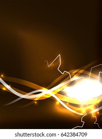 Glühende Linienvorlage. Farbblitzkonzept auf dunklem, magisch-energetisch-abstraktem Hintergrund
