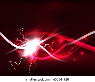 Glühende Linienvorlage. Farbblitzkonzept auf dunklem, magisch-energetisch-abstraktem Hintergrund