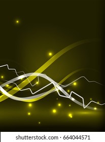 Glühende Linienvorlage. Farbblitzkonzept auf dunklem, magisch-energetisch-abstraktem Hintergrund