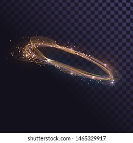 Glowing wavy ring of fire, golden spin effect with sparks