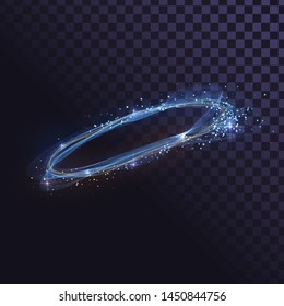 Glowing wavy ring of fire, shiny spin effect with sparks