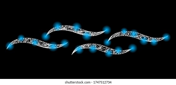 Glowing web net water surface with glowing spots. Illuminated vector 2d constellation created from water surface icon. 