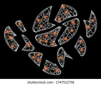 Glowing web network coffee bean destruction with glowing spots. Illuminated vector 2d constellation created from coffee bean destruction icon.