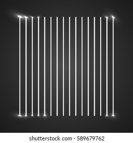 Glowing whit vector stripes on black background. Abstract illustration.
