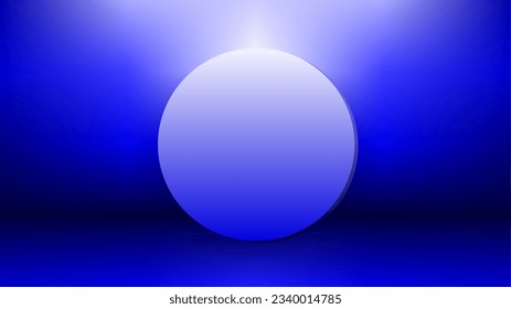 Glowing white and blue circle frame for presentation over blue gradient background