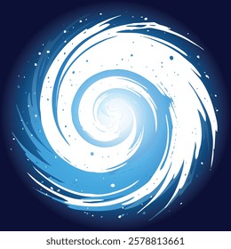 Glowing white and blue swirling vortex, representing energy, cosmic power, and dynamic motion in a futuristic style