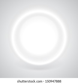 Glowing White Circle with Shadow on Gray Background, Vector Illustration EPS10