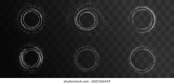 glowing white circle with sparkling light effects and a shimmering dust trail. Perfect for luxury designs, magic frames, energy flares, and vibrant decorative elements in a bright abstract style