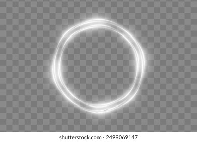 Glowing white circle.Trace of a ring of sparkling magical white fire circle. PNG Podium, platform, table.