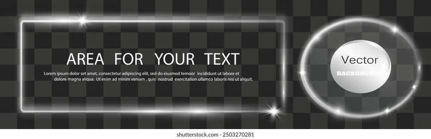 Glowing white futuristic frame.Technological background.Rectangular light.