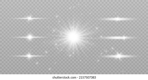 Glowing white light effect for backlight. Sunshine, star, flash. Vector illustration