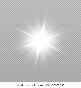 Glowing white light effect for backlight. Sunshine, star, flash. Vector illustration