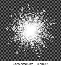 glowing white light effect with transparency isolated on plaid vector transparent background.