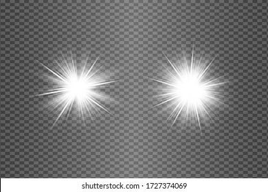 Glowing White Light effect. Vector illustration