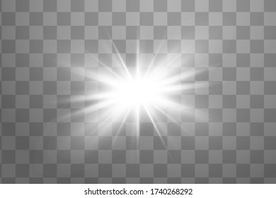 Glowing White Light effect. Vector illustration