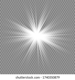 Glowing White Light effect. Vector illustration
