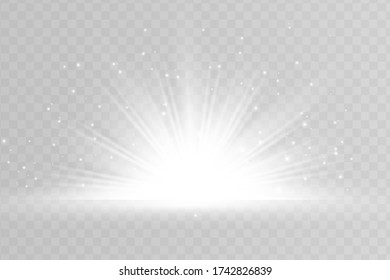 Glowing White Light effect. Vector illustration