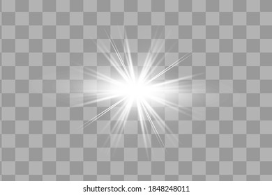 Glowing White Light effect. Vector illustration