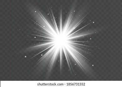 Glowing White Light effect. Vector illustration