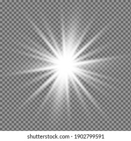 Glowing White Light effect. Vector illustration